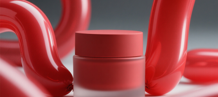 Red Cosmetic Jar Display